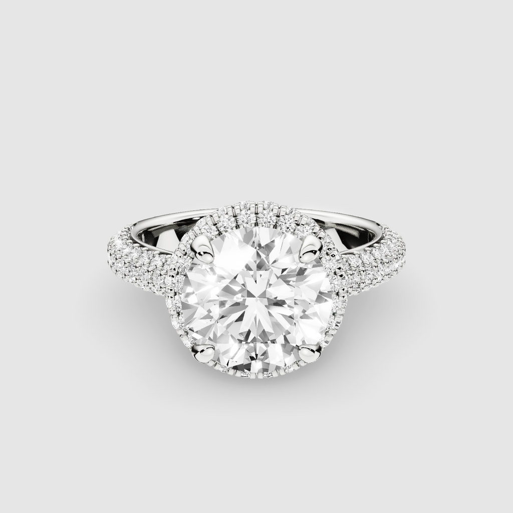 The Studded Halo Solitaire Ring Round Diamond Chemistry